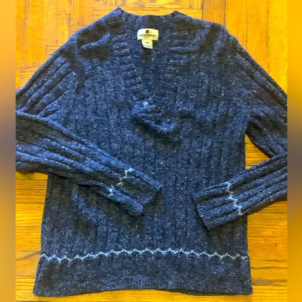 Woolrich Wool Blend V-Neck Sweater Mulberry Gray Womens Medium